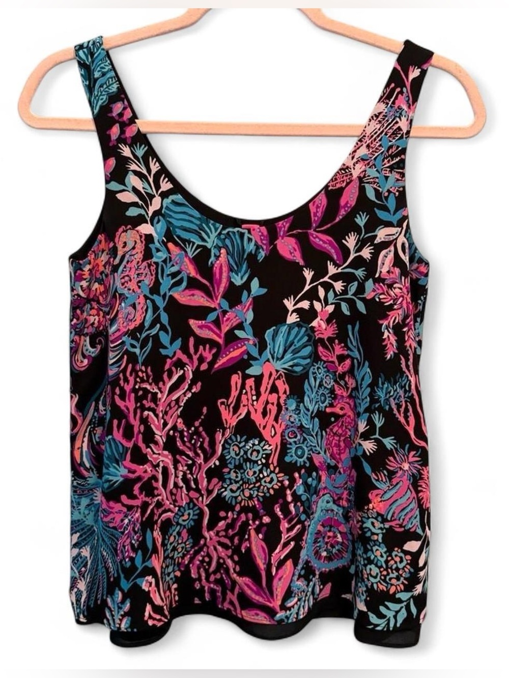 Lilly Pulitzer Florin Reversible Tank Top XXS Preppy Resortwear Seahorse Ocean